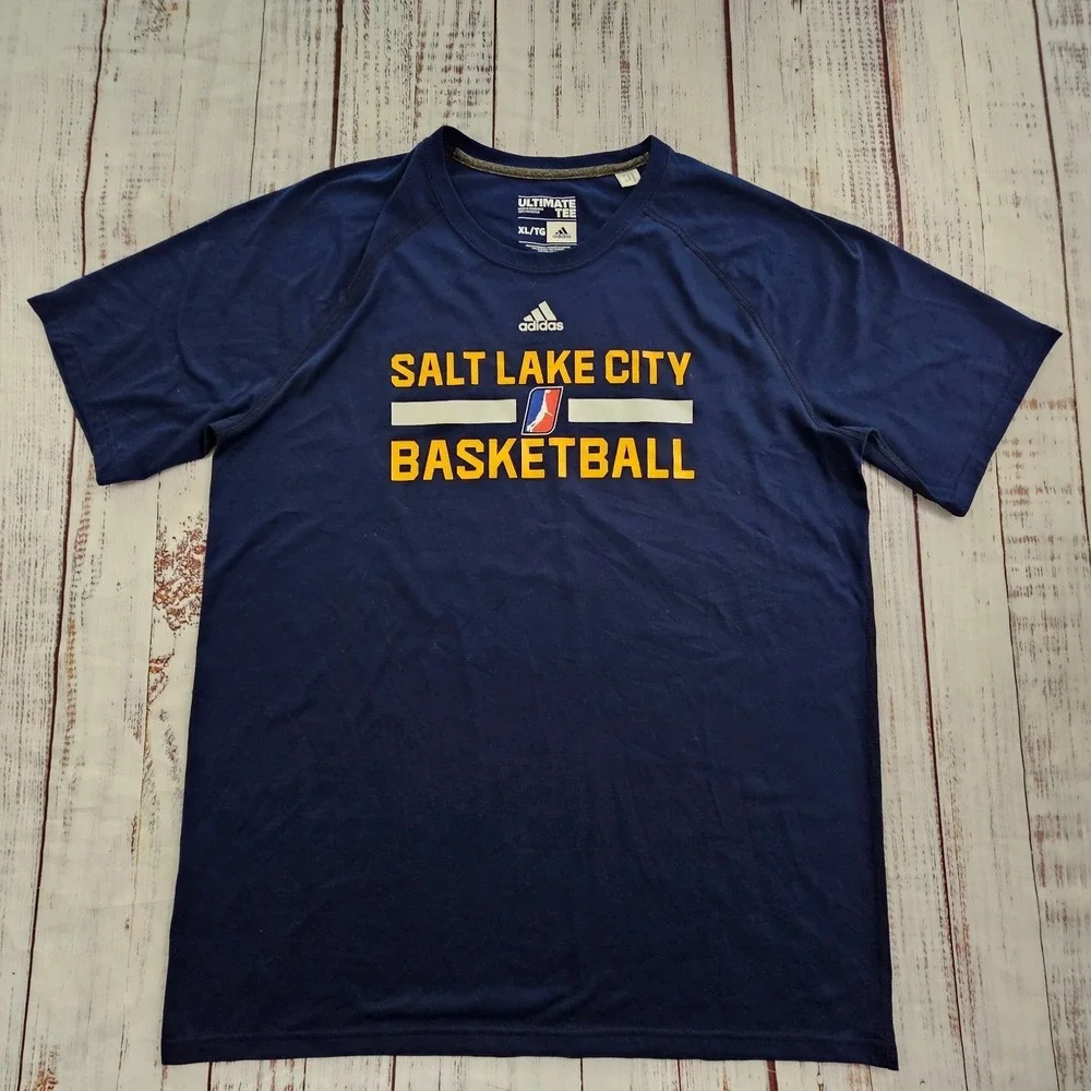 Salt Lake City Basketball Blue adidas Short Sleeve Polyester T-Shirt Men's XL